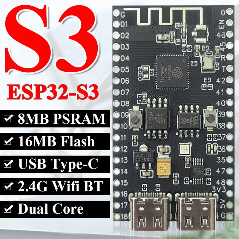 ESP32-S3 N16R8 (16MB flash, 8MB PSRAM)